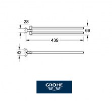 MEDIDAS GROHE 40624001 ESSENTIALS CUBE TOALLERO DOBLE